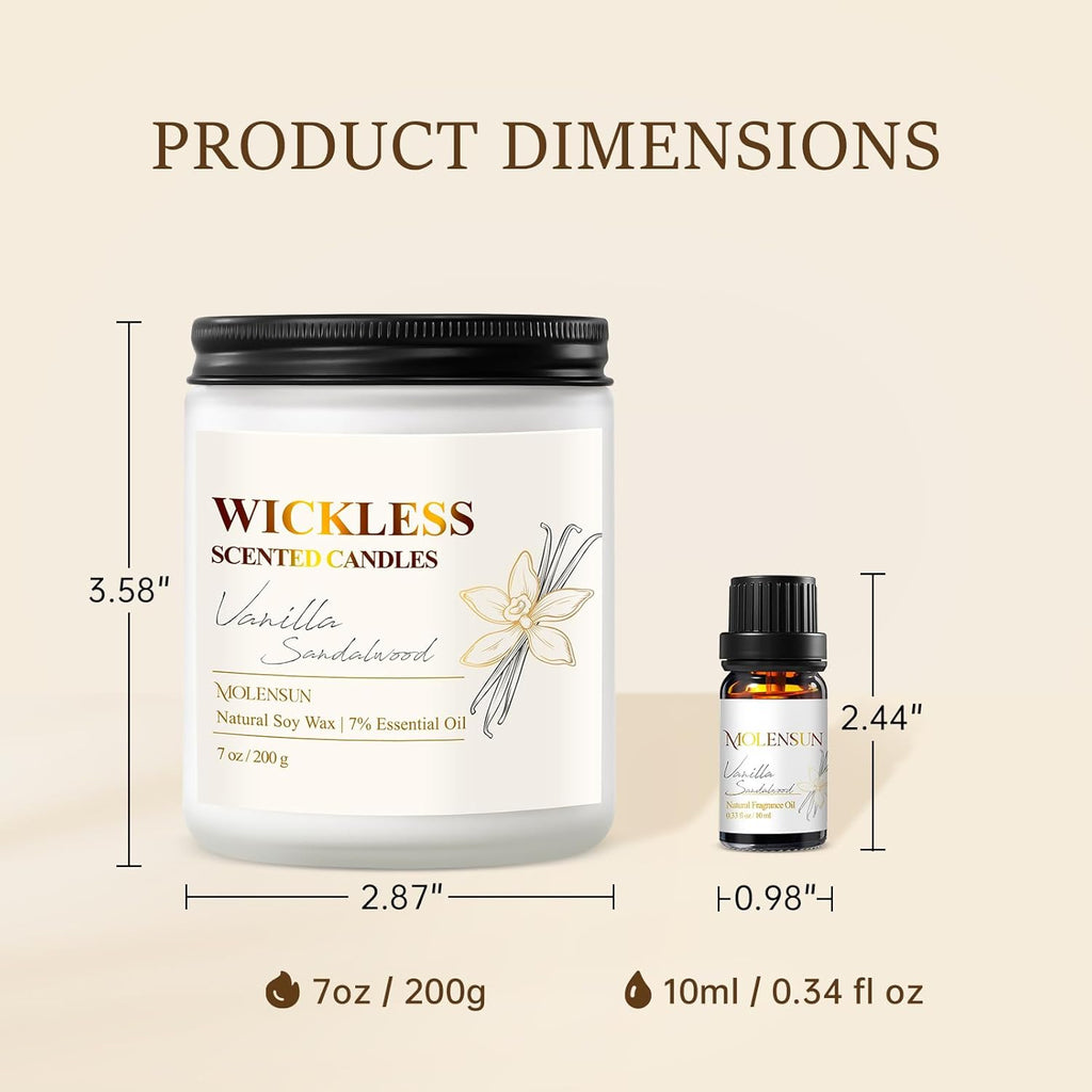 Vanilla Sandalwood Wickless Candle for Candle Warmer Lamp with 10Ml Essential Oil for Custom Aroma, Flameless Non-Toxic Soy Scented Candle for Home, Monter'S Day or Birthday Gifts for Women & Men