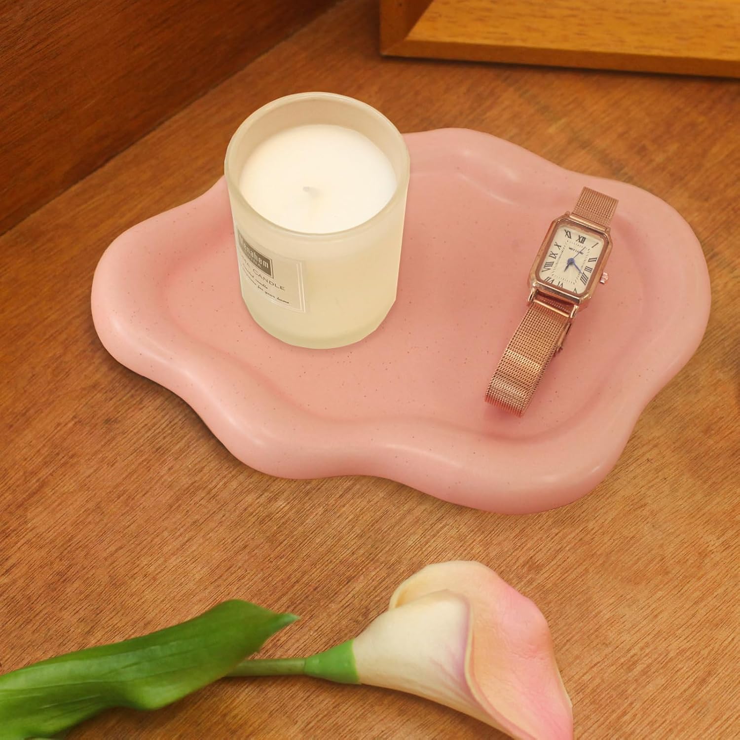 Ceramic Jewelry Tray Trinket Dish, Decorative Cloud Vanity Key Tray for Women, Ring Holder Dish, Cute Jewelry Plate Bowl Room Decor Aesthetic, Gold, Medium