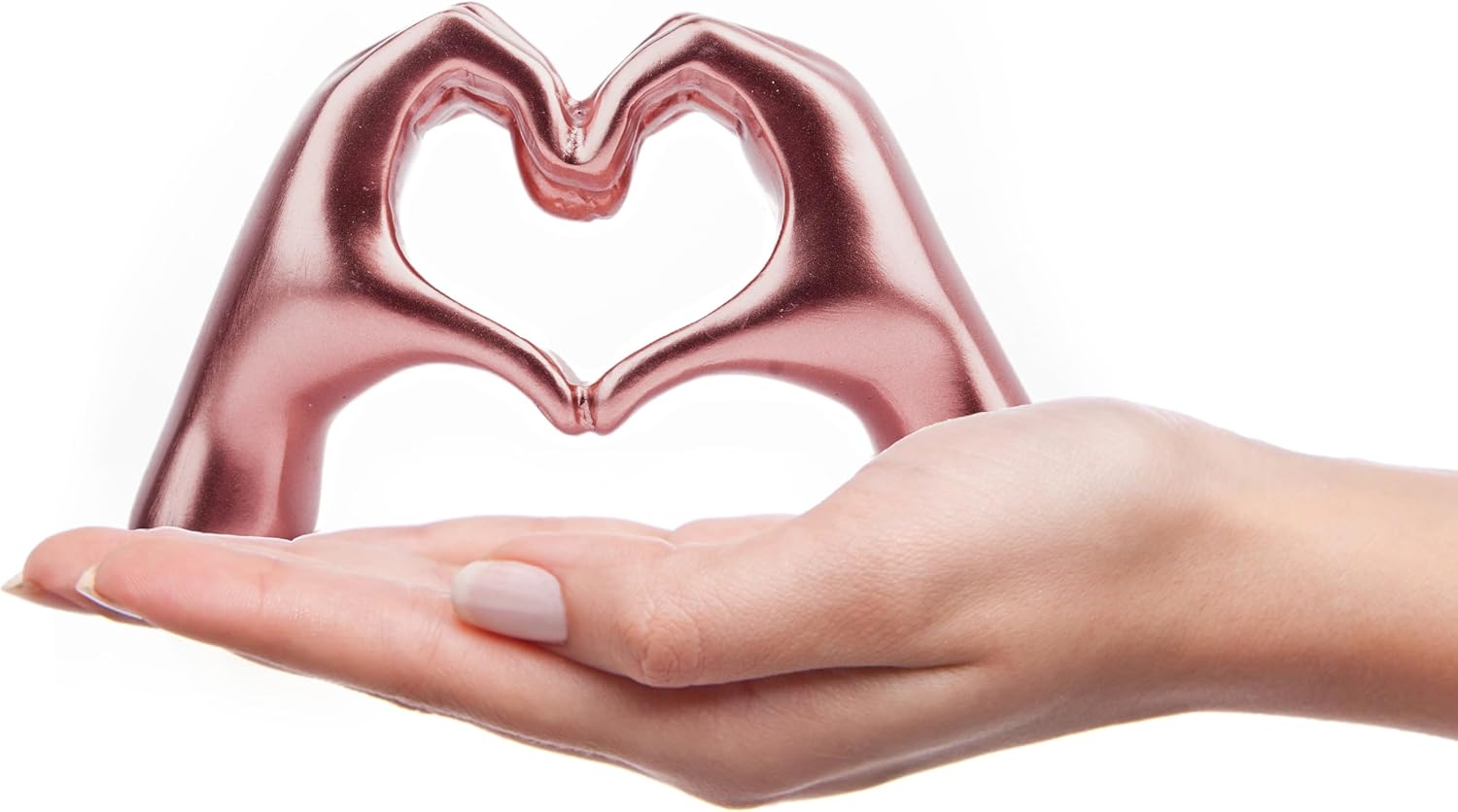 Small Heart Hands Sculpture Decor for Living Room Bedroom Bookshelf Coffe Table and Office Display, Love Finger Statue Modern Aesthetic Home Decor, Unique Gift for Wedding Christmas Birthday (Gold)